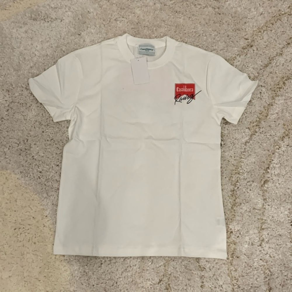 Casablanca Tennis Club Racing Red Logo White Tee Shirt for Men Size Large